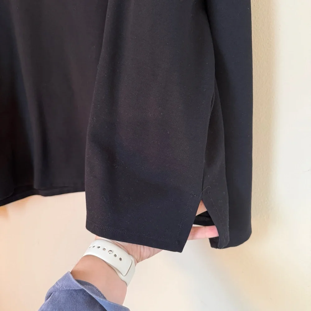 Eileen Fisher XL Black Sweatshirt Tunic Long Sleeve drop shoulder - Picture 4 of 6